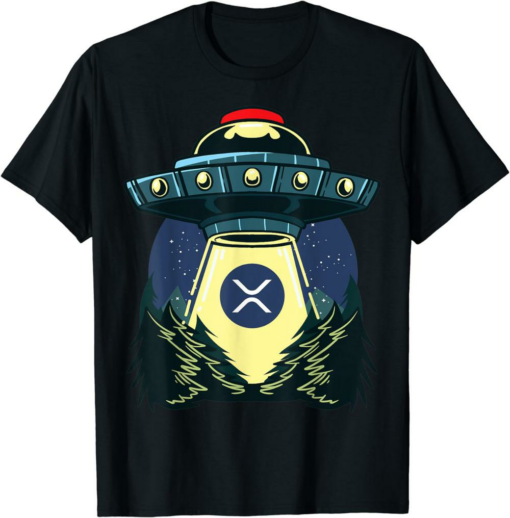 XRP Coin T-Shirt Token Blockchain Funny Spaceship Alien UFO