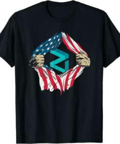 Zilliqa To The Moon T-Shirt Retro Vintage Us Flag Zilliqa