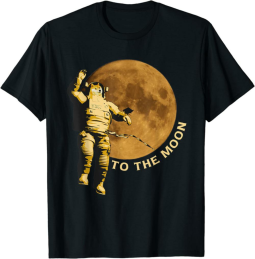 Black Doge Universe T-Shirt Astronaut Crypto To The Moon