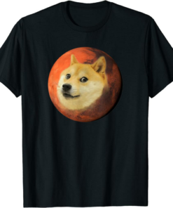 Black Doge Universe T-Shirt Cute Martian Space Red Planet