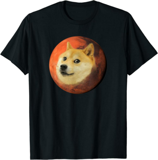 Black Doge Universe T-Shirt Cute Martian Space Red Planet