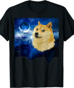 Black Doge Universe T-Shirt Strange Weird Space Shiba Inu