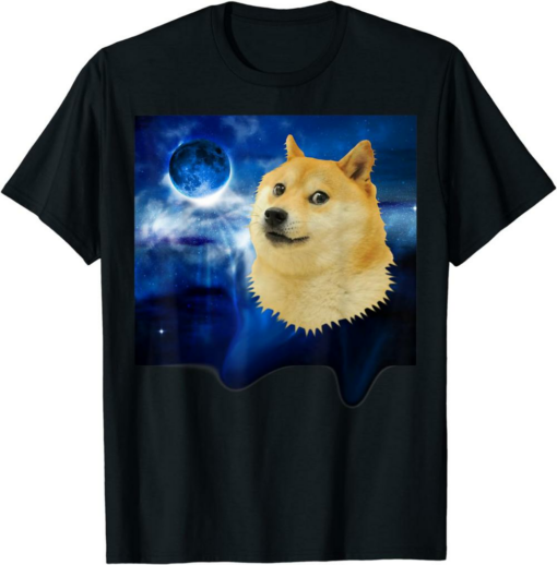 Black Doge Universe T-Shirt Strange Weird Space Shiba Inu