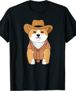 Black Rodeo Doge T-Shirt Cowboy Shiba Inu Funny Western Dog