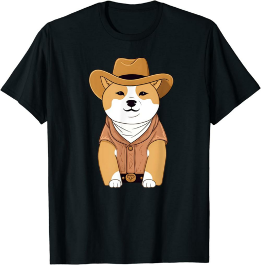 Black Rodeo Doge T-Shirt Cowboy Shiba Inu Funny Western Dog