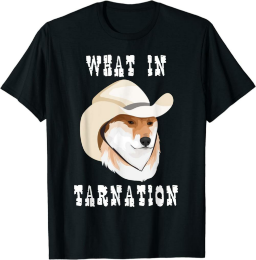 Black Rodeo Doge T-Shirt What In Tarnation Shiba Inu Dog