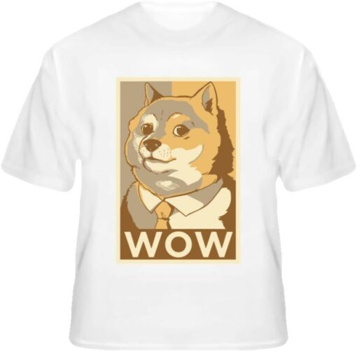 White Wowcoin T-Shirt Doge Hope Poster Wow Much Funny