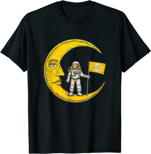 BNB T-Shirt Binance Logo Crypto Flag On Moon To Hodl Bull