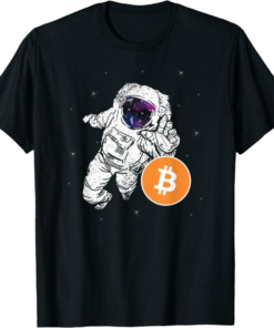 Bitcoin T-Shirt Astronaut Reaching For Cryptocurrency Token