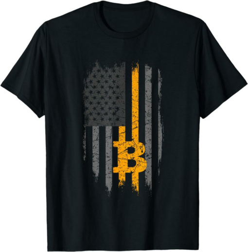 Bitcoin T-Shirt Btc American Flag Revolution Buy The Dip