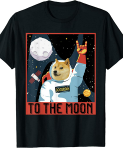 Dogecoin T-Shirt Cool Moon Astronaut Meme Crypto Doggy Miner