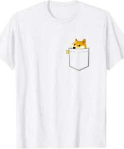 Dogecoin T-Shirt Funny DOGE Coin Faux Pocket Shiba Inu Dog