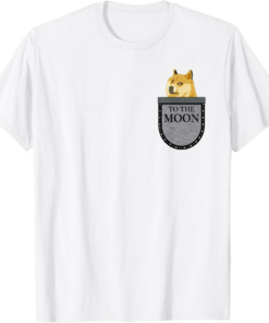 Dogecoin T-Shirt Pocket Logo Crypto To The Moon Stock Hodl