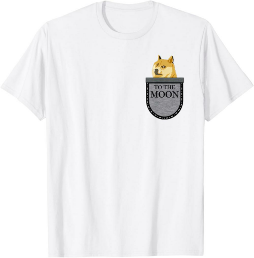 Dogecoin T-Shirt Pocket Logo Crypto To The Moon Stock Hodl