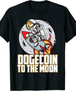 Dogecoin T-Shirt To The Moon DOGE Shiba Rocket