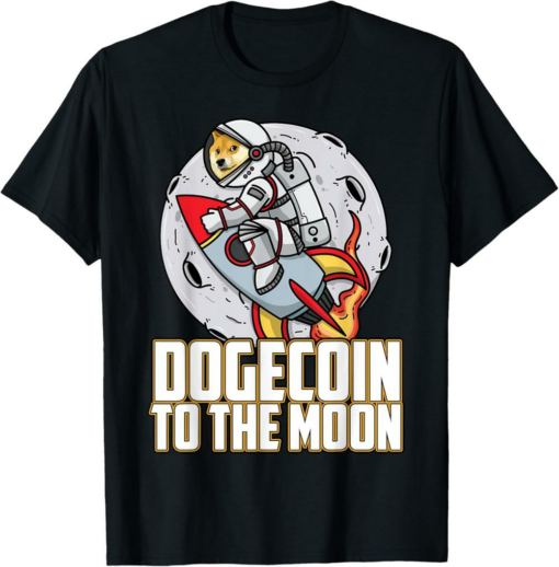 Dogecoin T-Shirt To The Moon DOGE Shiba Rocket