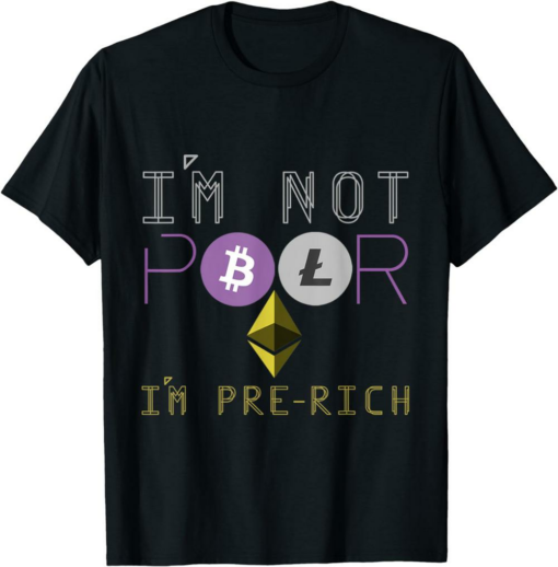 Ethereum T-Shirt Cryptocurrency Coins Btc Eth And Ltc