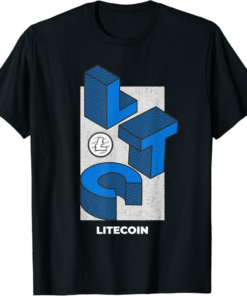 Litecoin T-Shirt Crypto Isometric Text LTC Cryptocurrency