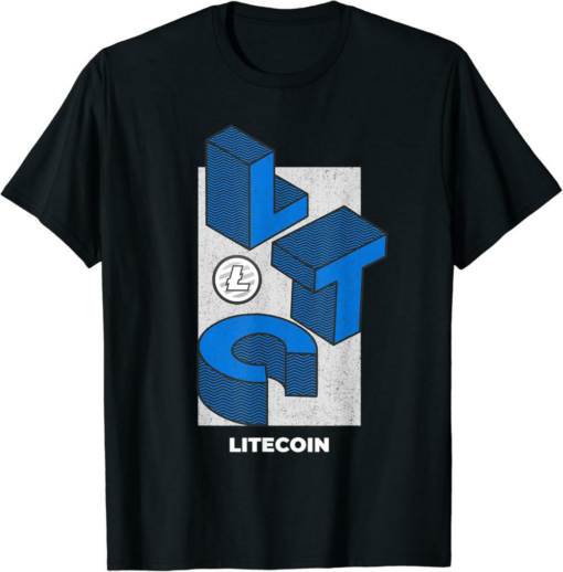 Litecoin T-Shirt Crypto Isometric Text LTC Cryptocurrency