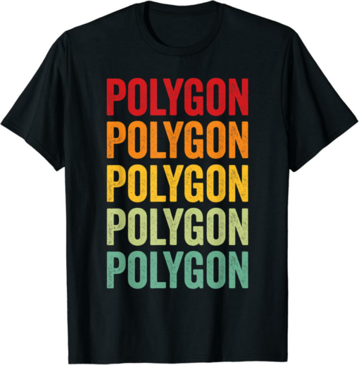 Polygon T-Shirt Crypto Rainbow Text Design