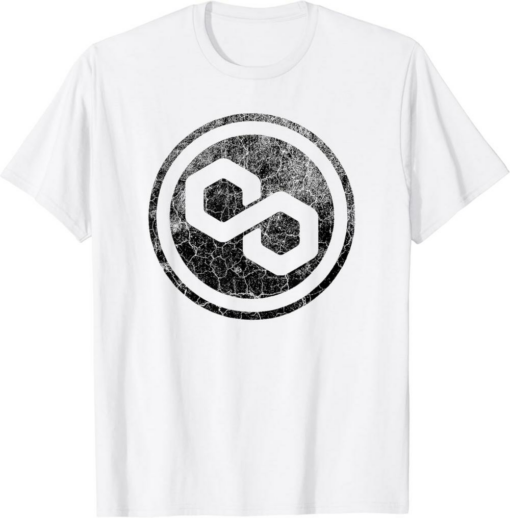 Polygon T-Shirt Matic Crypto Coin Retro Black & White