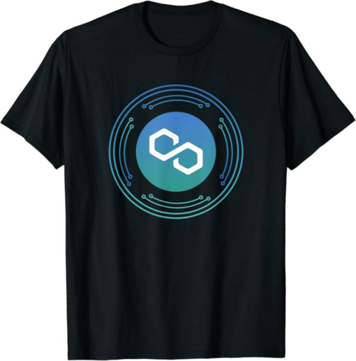 Polygon T-Shirt Matic Crypto Digital Currency Blue Green