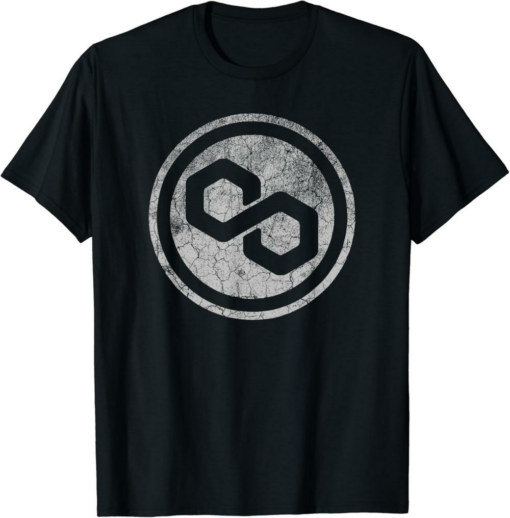 Polygon T-Shirt Matic Crypto Vintage Grey Digital Coin