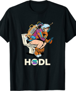 Solana T-Shirt Cryptocurrency Talk Hodl Space Man On Toilet