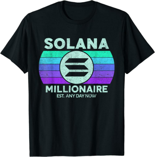 Solana T-Shirt Retro Millionaire Est Any Day Vintage Crypto