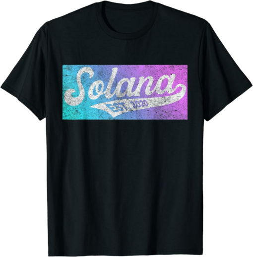 Solana T-Shirt Retro SOL Script Bold Font Vintage Crypto