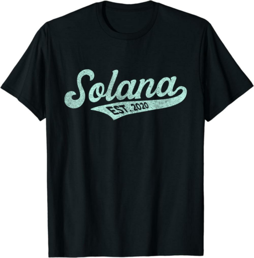 Solana T-Shirt SOL Script Bold Font Retro Vintage Crypto