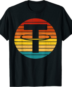 Tether T-Shirt Crypto Vintage Retro Sunset Design 60s 70s