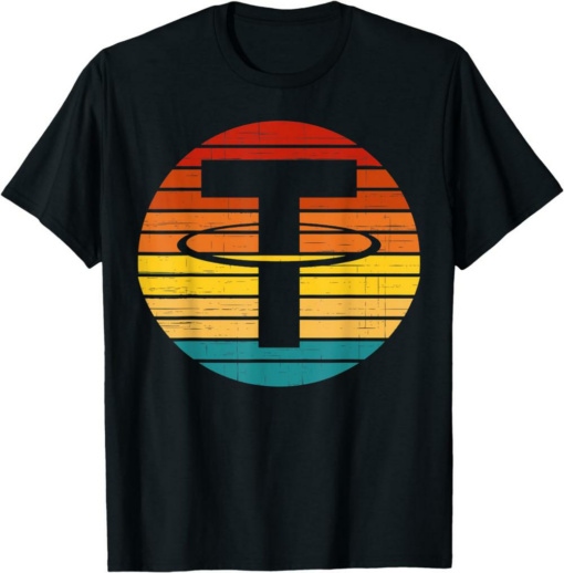 Tether T-Shirt Crypto Vintage Retro Sunset Design 60s 70s