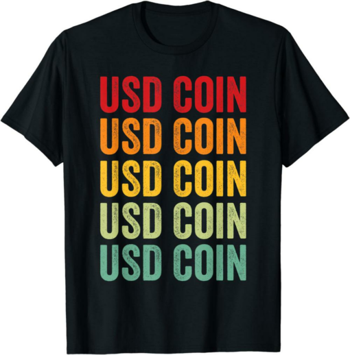 USDC T-Shirt USD Coin Crypto Rainbow Text Design