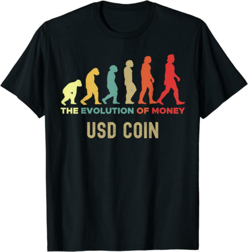 USDC T-Shirt USD Coin Crypto The Evolution Of Money Caveman