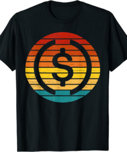 USDC T-Shirt USD Coin Crypto Vintage Retro Sunset Design