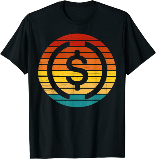 USDC T-Shirt USD Coin Crypto Vintage Retro Sunset Design