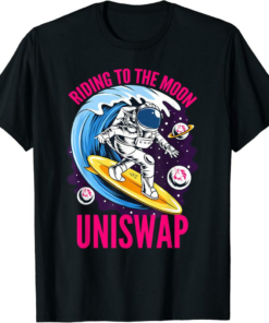 Uniswap T-Shirt Riding To The Moon Crypto Surfer