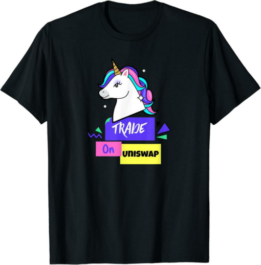 Uniswap T-Shirt Trade On UNI Crypto Unicorn 80’s