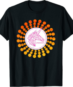 Uniswap T-Shirt UNI Crypto Currency Circle Orange Sunset