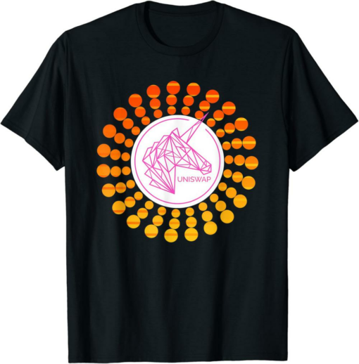 Uniswap T-Shirt UNI Crypto Currency Circle Orange Sunset