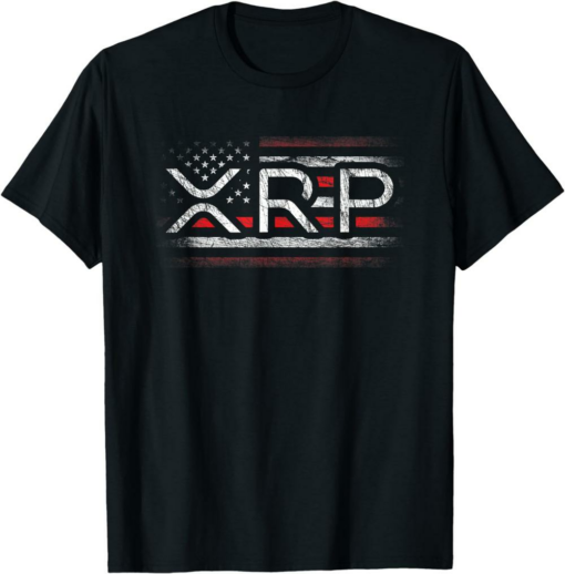 XRP T-Shirt Crypto Currency Cryptocurrency American Flag