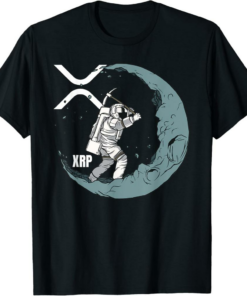 XRP T-Shirt Mining Crypto Moon Man Miner Currency Coin Logo