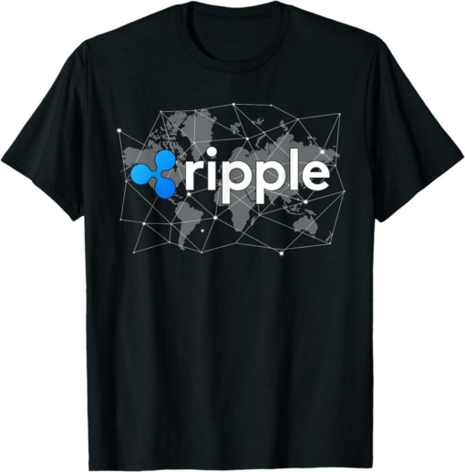 XRP T-Shirt Ripple Logo Crypto Trader World Map Blockchain