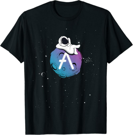 AAVE T-Shirt Cryptocurrency Fun Relaxing Space Man On Moon