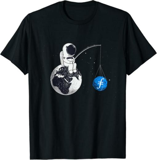 Filecoin T-Shirt Astronaut Fishing The FIL Logo Crypto Moon