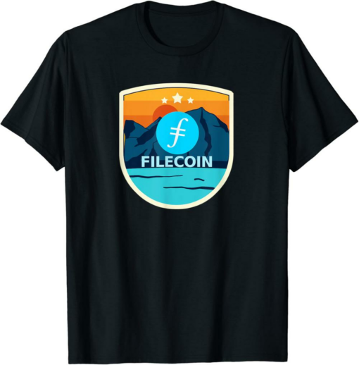 Filecoin T-Shirt Mountain Badge Crypto Currency Sunrise Lake