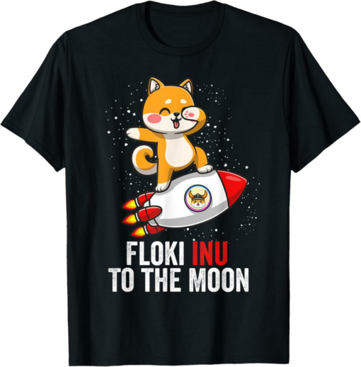 Floki T-Shirt Inu To The Moon Cool Inu Coin Astronaut Hodl