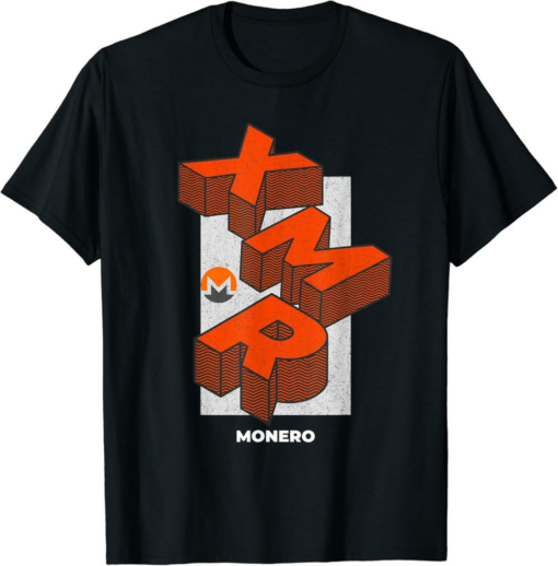 Monero T-Shirt Crypto Isometric Text XMR Cryptocurrency