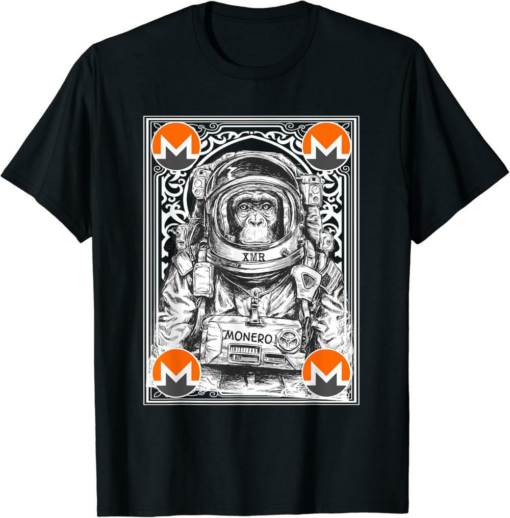 Monero T-Shirt Space Monkey Crypto Art Moon Cryptocurrency